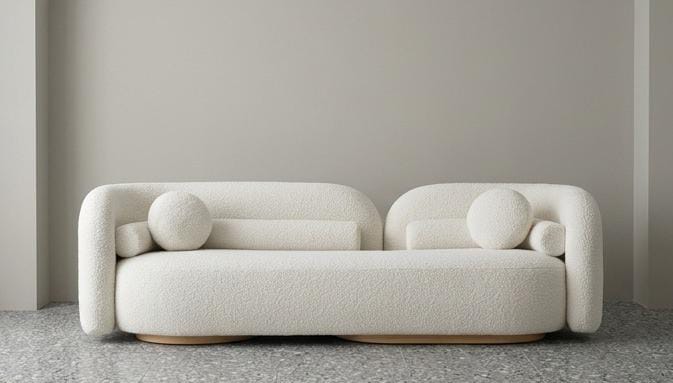 Serene Curved Bouclé Modern Sofa