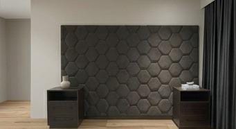 Aura Geometric Upholstered Headboard with pedestals