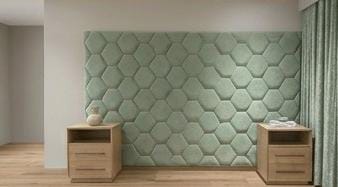Aura Geometric Upholstered Headboard with pedestals